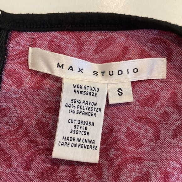 Max studio burgundy and black textured dress with elbow length sleeves small - Picture 4 of 8